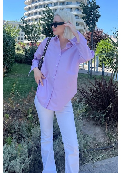Madmext Mad Girls Lila Oversize Gömlek Mg1369-lila Lila