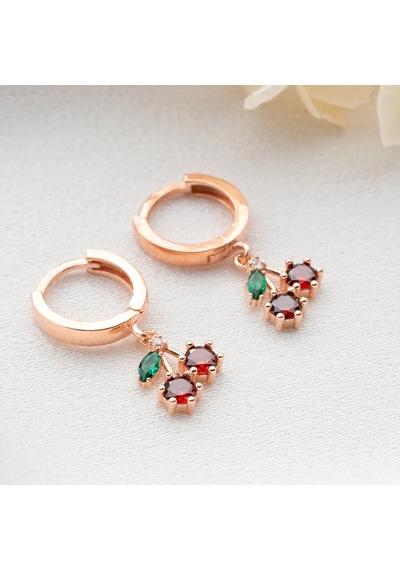 Vaoov 925 Ayar Gümüş Kiraz Küpe Rose Gold