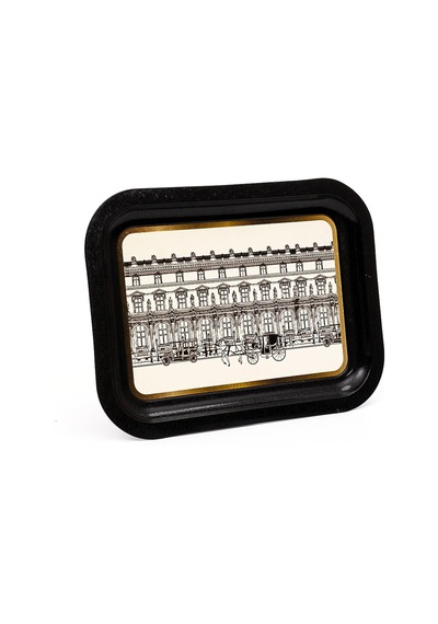 City Desenli Küçük Klasik Metal Tepsi, 23 X 30 Cm