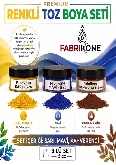 3'lü Set Premium Parafin Soya Wax Toz Mum Boyası Hobi Seti - 5 Cc Sarı, Mavi, Kahverengi Bkfab3srmkh5g Karışık
