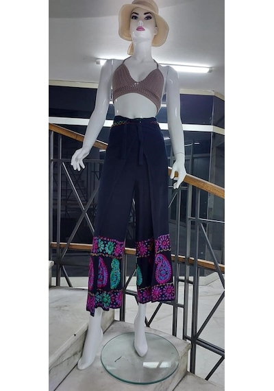 Eren Style Otantik Batik Desenli Harem Bulmaca Şalvar Pantolon 104 Cm Lacivert