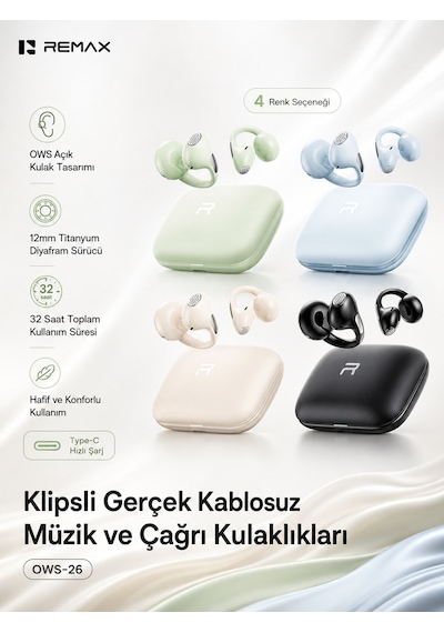 Remax OWS-26 Bluetooth 6.0 Kulak Klipsi Kulak İçi Kulaklık