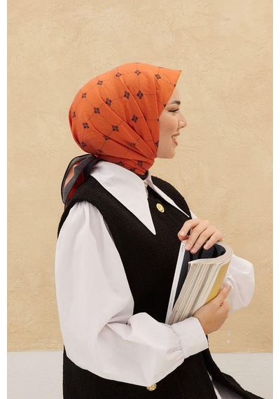 Silk Home Olinda Eşarp - Turuncu Siyah - Turuncu Siyah