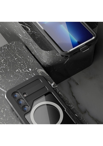 Galaxy   Uyumlu  S24 Plus Magsafe Şarj Özellikli 1-1 Su Geçirmez Kılıf - Siyah Siyah