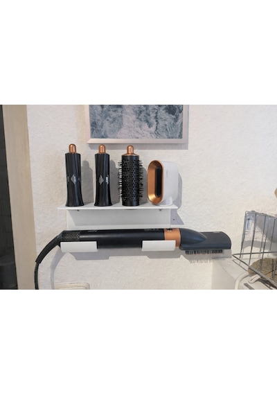 Airwrap Uyumlu Duvar Tipi Stand Saç Şekillendirici Ve Başlık Düzenleyici Raf Beyaz