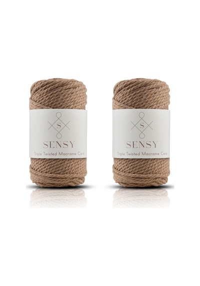 Sensy Premium 3 Büküm Makrome Ipi 3mm Üç Büküm Taranan Makrome Halat Ip 2li Set 500 Gr Sütlü Kahve