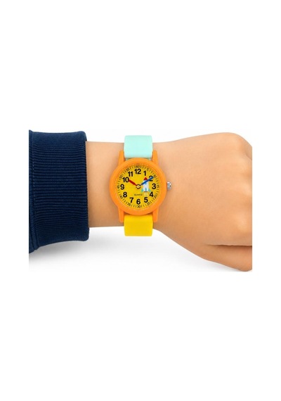 Roket Desenli Turuncu Kız Erkek Çocuk Kol Saati Analog Saat St-304413 Sarı