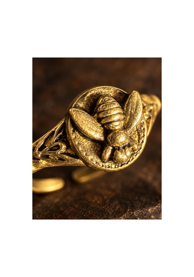 Esoo Jewelry Arı Figürlü Mühür Yüzük Ayarlanabilir Antik Pirinç Kadın Gold
