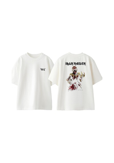 Thewert Iron Maiden The Book Tasarım Sırt Baskılı Pamuk Beyaz Oversize T-shirt