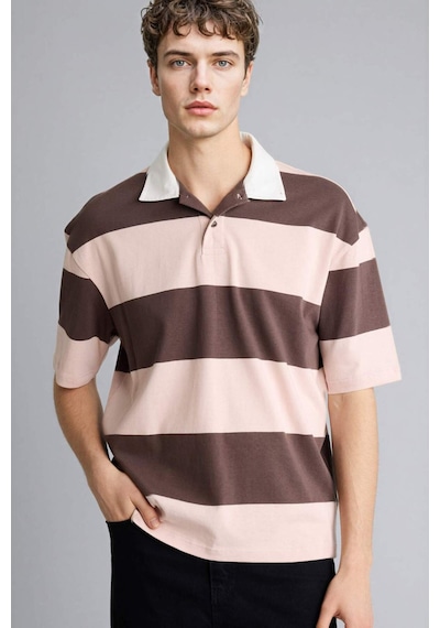 Defacto Loose Fıt Polo Yaka Kısa Kollu Polo Tişört G2048ax26spbn151 Kahve-bn151
