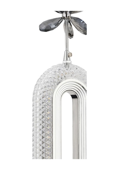 Led Alfa Tekli Gümüş 3 Renk Ledli Kristal Taşlı Modern Led Avize Krom