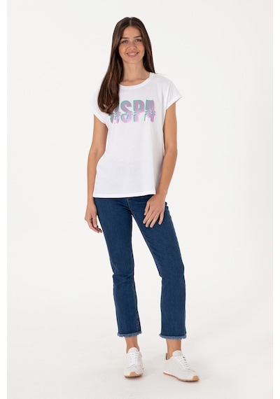 U.S. Polo Assn. Kadın Beyaz Bisiklet Yaka Tişört 50299764-VR013