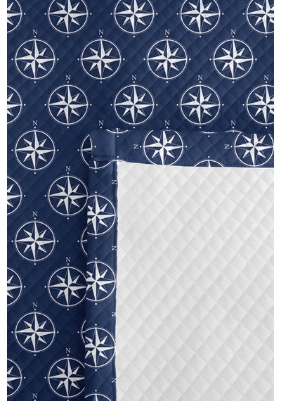 Lacivert Marine Pusula Genç Odası Tek Kişilik Pike Takımı-nautical 160x220 Cm Kapitone Yatak Örtüsü Gölge Yün Nüansı
