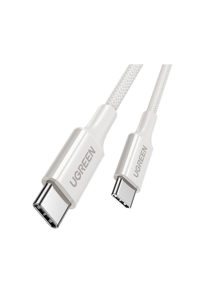Ugreen USB-C 60W 3A QC PD Örgülü Hızlı Şarj Kablosu 2 M Beyaz 35219
