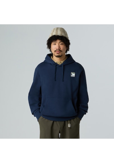 The North Face Mountain Logo Relaxed Erkek Kapüşonlu Sweatshirt-32356 Lacivert