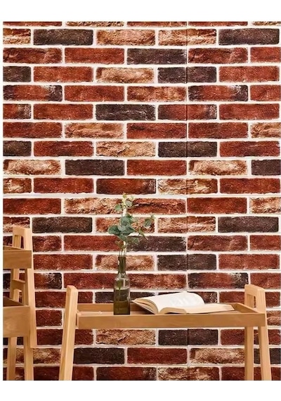 70x70cm 1 Adet Kendinden Yapışkanlı Çok Renkli Taş Tuğla Desen Salon Ofis Duvar Kağıdı Paneli Nw149