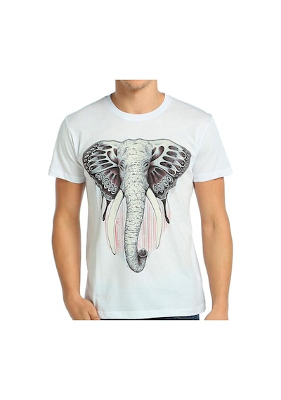 Bant Giyim - Kelebek Fil Beyaz Erkek T-Shirt Tişört