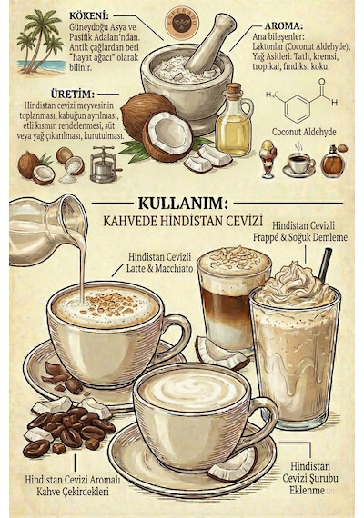 Premium Hindistan Cevizi Aromalı Kahve Şurubu 750 Ml - Barista Serisi Diğer