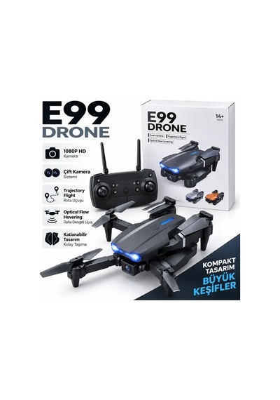 Lb Hd Kameralı E99 Pro Drone - 4k Çift Kamera 25 Dakika 200m Mesafe Başsız Model Gece Uçan Wıfı Katlanabilir Drone