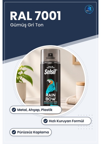 Gümüş Gri Ral Sprey Boya Metal Ahşap Ve Plastik Yüzeyler İçin Hız Ral 7001