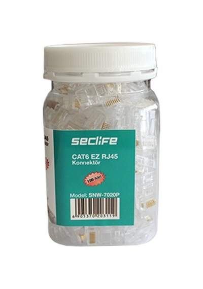 Seclife SNW-7020P Cat6 8P8C Çaplı (100 Ad.) RJ45 Konnektör