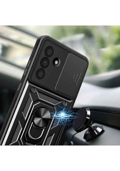 Galaxy A36 Uyumlu Kılıf Magnetik Standlı Kamera Korumalı Zore Sürgülü Vega Kapak -115438 Mavi