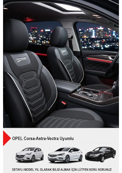 Titanyum Serisi Lüks Keten Üniversal Oto Koltuk Kılıfı Opel Corsa-astra-vectra Uyumlu Beyaz