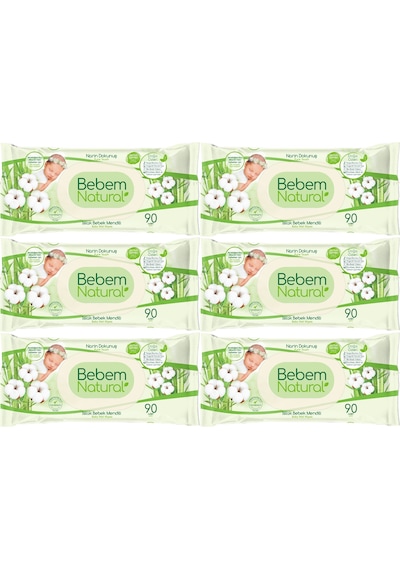 Bebem Natural Islak Mendil Narin Dokunuş/yenidoğan 90 Yaprak 6 Lı 6'lı Set