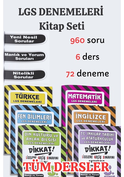 8.sınıf Lgs Tüm Dersler Dikkat Denemeleri Kitap Seti 960 Soru