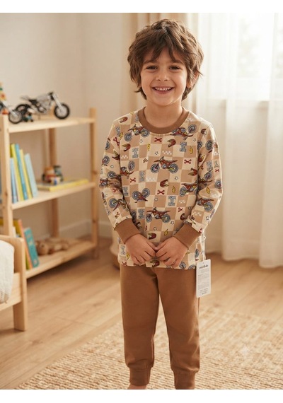 Kapitex Erkek Çocuk Pijama Takımı Kahverengi