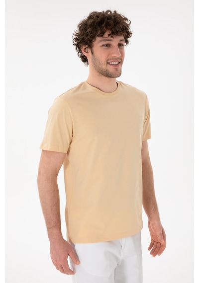 U.S. Polo Assn. Erkek Regular Fit Bisiklet Yaka Bej Basic Tişört 50305928-VR011