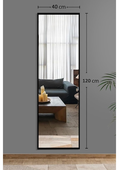 Siyah Düz Dekoratif Boy Duvar Aynası,siyah 40x120 Diğer