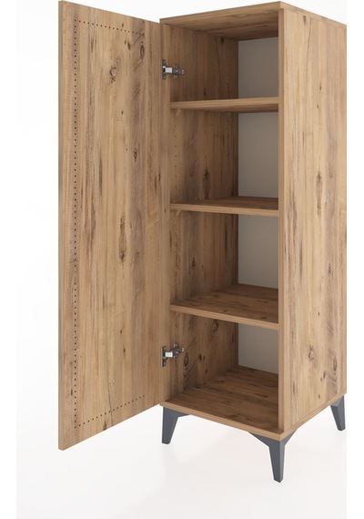 Hyperion Dolap 3 Raflı Tek Kapaklı 44x44x134 Çam-çam Çam