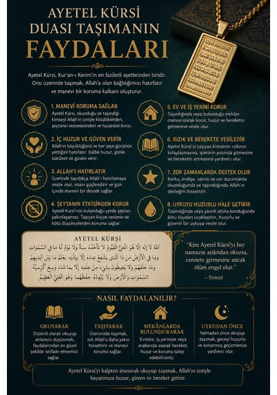 Ayetel Kürsi İşlemeli Altın Kaplama Paslanmaz Çelik Takı Seti Kolye Yüzük Bileklik Manevi Tasarım Şık Hediye Seti
