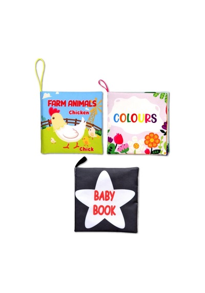 3 Kitap Tox İngilizce Çiftlik Hayvanları , Renkler Ve Siyah-beyaz Bebek Kumaş Sessiz Kitap E119 E129 E136 - Bez Kitap , Eğitici Oyuncak , Yumuşak Ve H