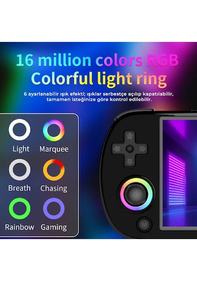 Rg40xx H Retro El Oyun Konsolu 64 Gb Siyah - 4.0 İnç Oca Ips Ekran Rgb Işıklı Çift Joystick H700 İşlemci 5g Wi-fi Hdmı Bluetooth Psp, Ps1, Dc Destekli