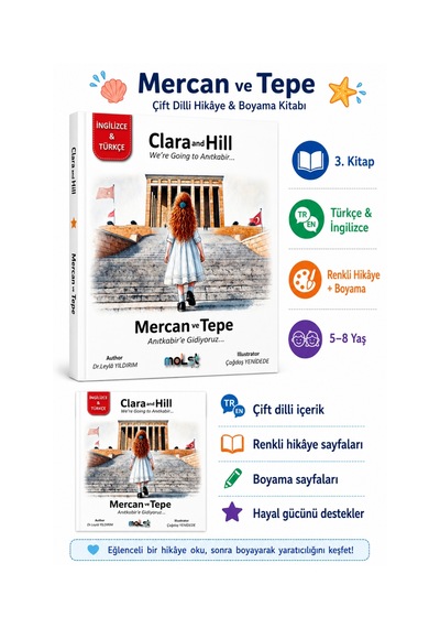 Mercan Ve Tepe 5 Kitap Seti - Türkçe İngilizce Hikaye Ve Boyama Kitabı