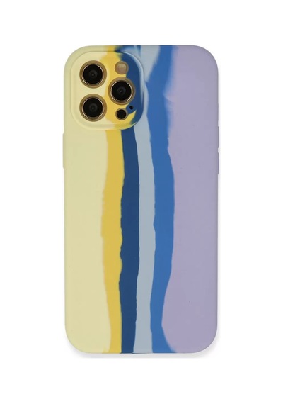 Apple iPhone Uyumlu  Uyumlu 12 Pro Max Kılıf Ebruli Lansman Silikon - Sarı-lila