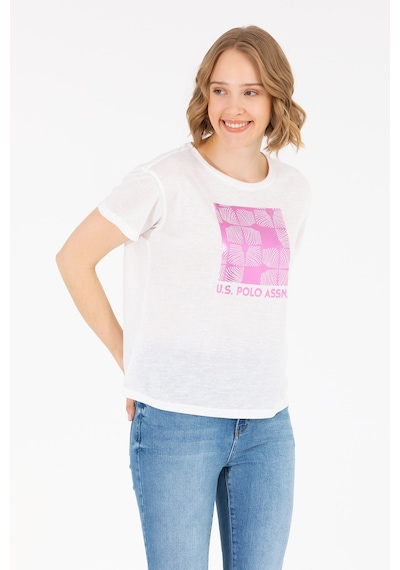 U.S. Polo Assn. Kadın Ekru Bisiklet Yaka Tişört 50265366-VR019