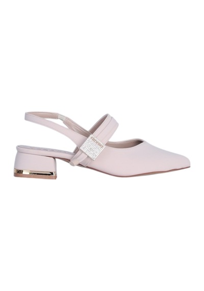 Esracan 2808 3cm Slingback Kadın Topuklu Ayakkabı Krem