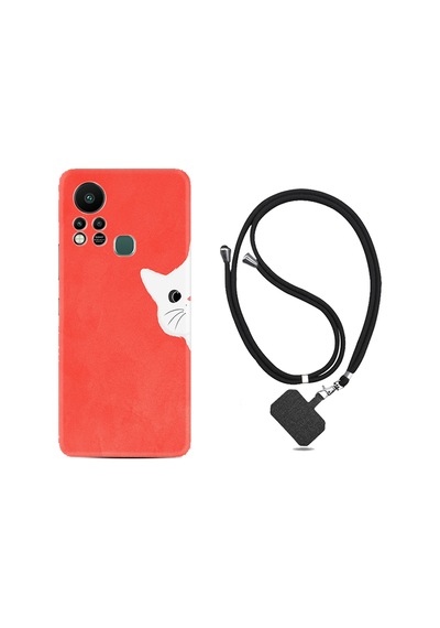 Infinix Hot 11S Kılıf İpli Boyun Askılı Desenli Silikon Kedoş 1735