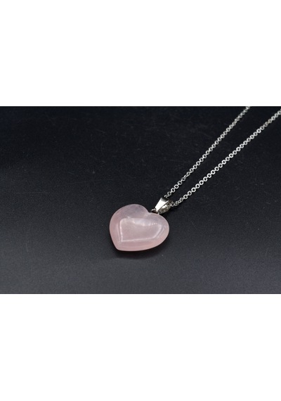 Hakiki Doğal Kalp Pembe Kuvars Kolye Ucu 001 Gri