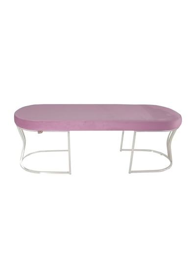 Viego Silver Smooth- Pembe Kapitoneli Model Puf & Bench & Koltuk- Oturak-uzun Makyaj Puff-yatak Odası Ucu &önü