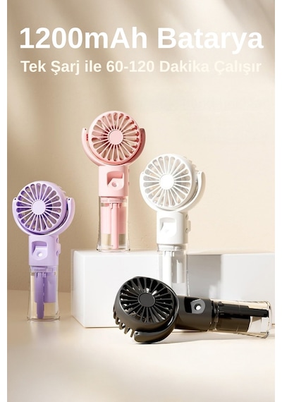 Taşınabililir Su Hazneli Mini Usb Şarjlı 3 Kademeli Askılı El Vantilatör Fan Soğutucu F4 Siyah