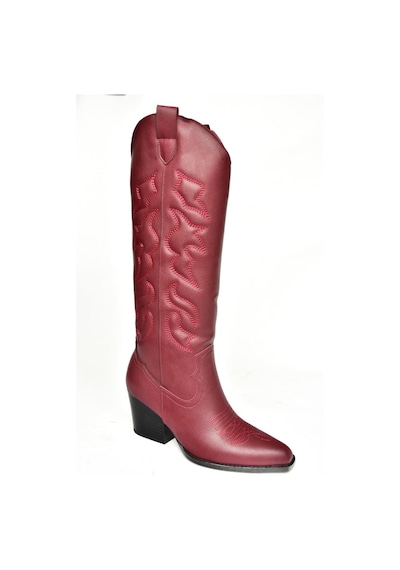 Fox Shoes T296815009 Bordo Kovboy Model Kadın Çizme Bordo-suni Deri Bordo
