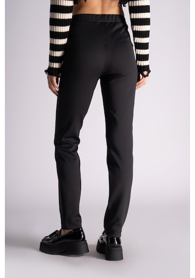 Braccas Kadın Yandan Cepli Beli Lastikli Slim Fit Jogger Pantolon Siyah Siyah