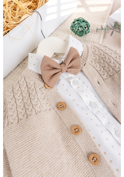 Babymod Triko Hırkalı 4 Parça Şık Erkek Bebek-çocuk Takım Set Bej