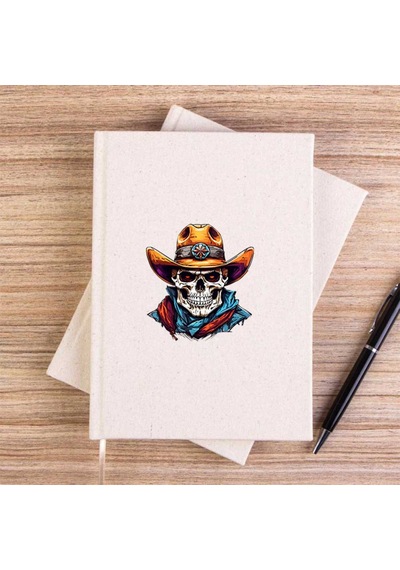 Kovboy Skull Sherif Çizgisiz Kanvas Defter Krem