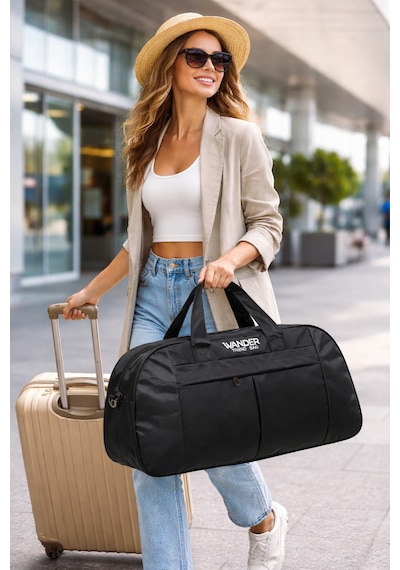 Bag Trend Bt Büyük Boy Seyahat Çantası İmperteks Kumaş Suya Dayanıklı 3 Gözlü Omuz Askılı Spor Ve Valiz Çantası Siyah