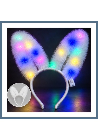 Buradabulabilirsin 3 Modlu Led Işıklı Peluş Tavşan Kulağı Beyaz Renk Bbz